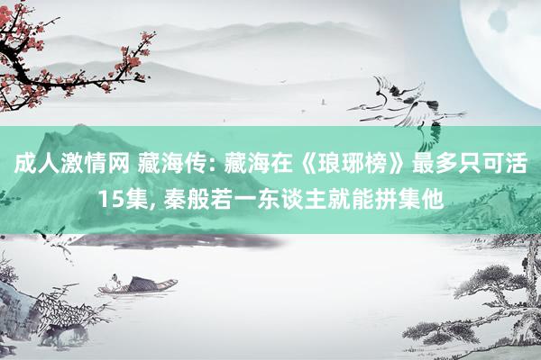 成人激情网 藏海传: 藏海在《琅琊榜》最多只可活15集， 秦般若一东谈主就能拼集他